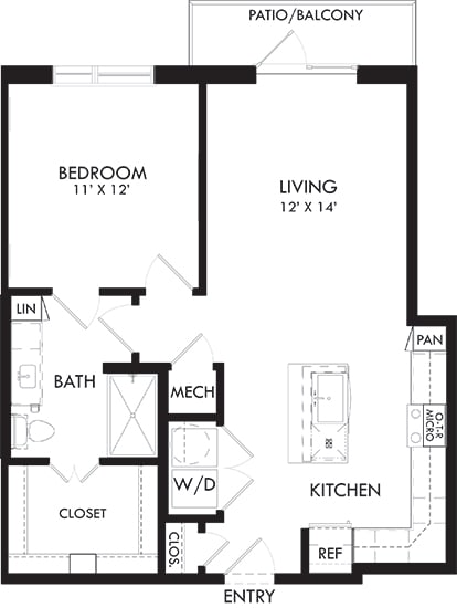 Park 1 bedroom, 1 bath. L-shaped kitchen with island, pantry. Coat Closet at entry. linen in bath. Standalone shower. washer/dryer. patio/balcony.