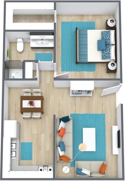  Floor Plan 1 Bedroom, 1 Bathroom - 660 SF
