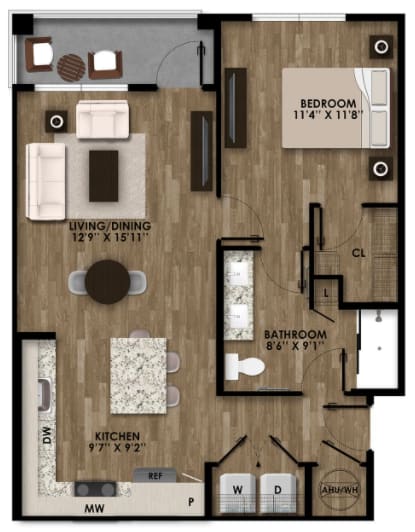 One Bedroom Floor Plan  at The Gallery at Trinity Luxury Apartments in Trinity FL
