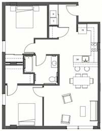 Floor Plan  Two Bedroom - B8