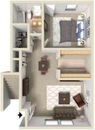 Floor Plan 1 Bed 1 Bath