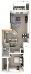 1 Bed 1 Bath One Bedroom Floor Plan at Brentwood Park Apartments, Nebraska, 68128