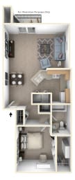 One Bedroom End Floorplan at North Pointe Apartments, Indiana, 46514