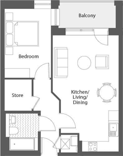 Floor Plan  1 bedroom apartment