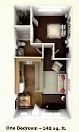 ONE BEDROOM Floor Plan at 215 Bayview Apartments, California, 94901