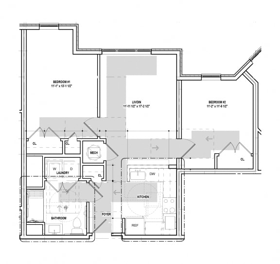 Riverwoods at Tollgate II - 2 Bedroom Floor Plan 2BHC