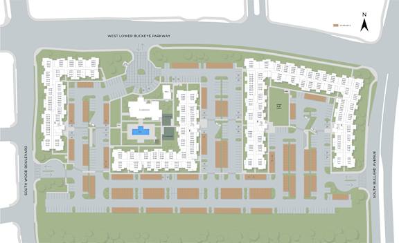 Site Map at Vivir at Ballpark Village Apartments, Goodyear, AZ 85338