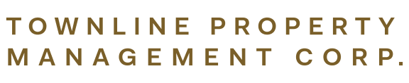 the logo brown text on a white background