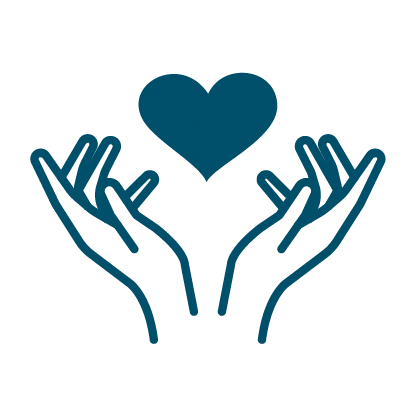 A graphic of a heart in the center of two hands.