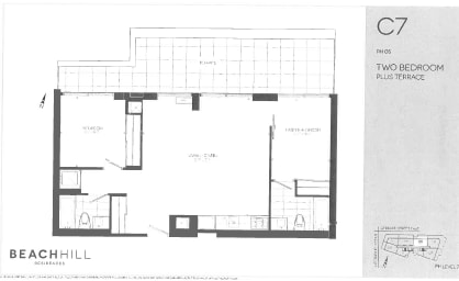 BeachHill Apartments 2 bedroom + 2 bathroom penthouse apartment floor plan in Toronto, ON