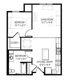  Floor Plan One Bedroom Market Rate
