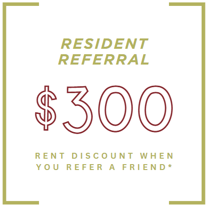 a 100 rent discount when you refer a friend logo