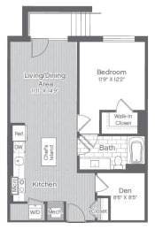  Floor Plan 1 Bed/1 Bath Den-B1N