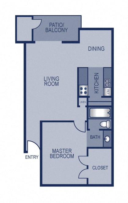 1 Bedroom 1 Bathroom A Floor Plan at Solaris, Texas, 78741