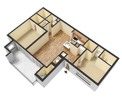 2 Bed 2 Bath Floor Plan at Ascent Pineville, Charlotte, NC