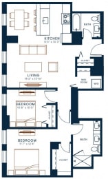 Belden Stratford | 2 Bedroom 2 Bath | 1139 Sq Ft  at The Belden Stratford, Chicago