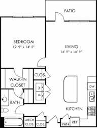 Carolina. 1 bedroom apartment. Kitchen with island open to living room. 1 full bathroom. Walk-in closet. Patio/balcony.