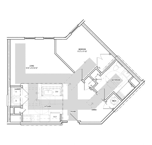 Riverwoods at Tollgate II - 1 Bedroom Floor Plan 1DHC