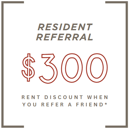 a 100 rent discount when you refer a friend logo
