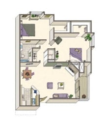 2 bed 1 bath A at Silver Reef Apartments, Lakewood, Colorado