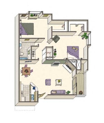 2 bed 1 bath A at Silver Reef Apartments, Lakewood, Colorado