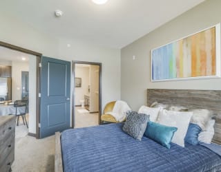 Master bedroom at WH Flats new luxury apartments in south Lincoln NE 68516