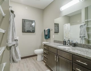 Master bathroom at WH Flats new luxury apartments in south Lincoln NE 68516