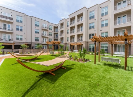 Courtyard with hammocks at Residences at 3000 Bardin Road, Grand Prairie, TX, Texas