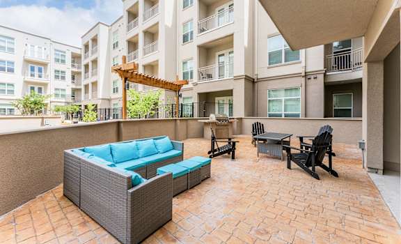 Courtyard Patio With Ample Sitting at Residences at 3000 Bardin Road, Grand Prairie, TX, Texas, 75052