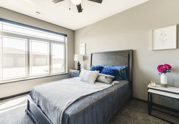 Large bedroom with bright windows in 2 bedroom apartment for rent at 360 at Jordan West best new apartments West Des Moines IA 50266