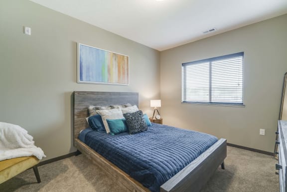Master bedroom at WH Flats new luxury apartments in south Lincoln NE 68516