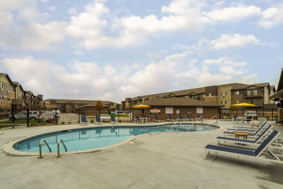 Luxury pool and hot tub view of WH Flats new luxury apartments in south Lincoln NE 68516
