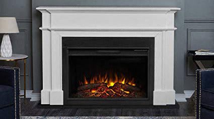 Fireplace with burning logs