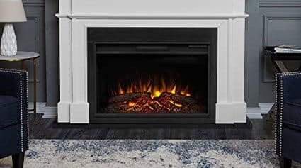 Fireplace with white painted mantle