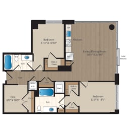 two bedroom apartments with den McLean VA