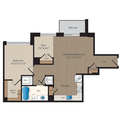 one bedroom apartments with den and balcony McLean VA