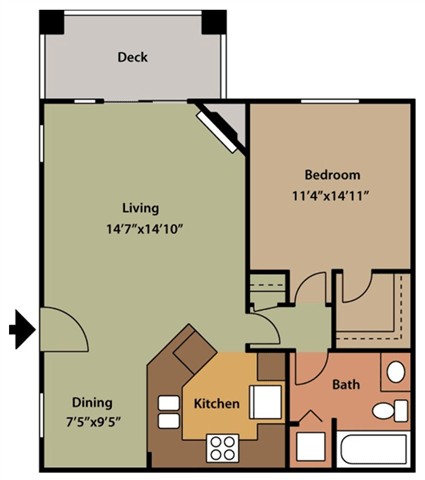  Floor Plan 1x1 A
