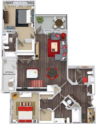 The Vaughan 3D. 2 bedroom apartment. Kitchen with island open to living/dinning rooms. 2 full bathrooms. Walk-in closets. Study Area. Patio/balcony.