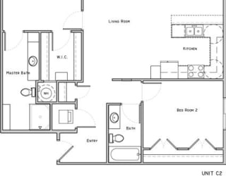 Brookside two bedroom two bathroom floor plan at Villas of Omaha at Butler Ridge
