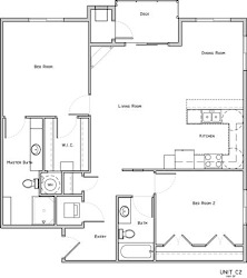 Brookside two bedroom two bathroom floor plan at Villas of Omaha at Butler Ridge