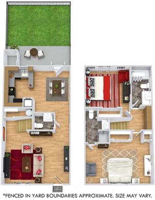 Brentwood with Fenced-in Yard Brentwood with Fenced-in Yard. 2 bedroom townhome. Kitchen ,living, and dinning rooms. 2 full bathroom + powder room, shower stall in master. Patio/balcony open to yard.