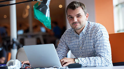 Young man using computer