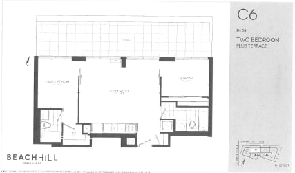 BeachHill Apartments 2 bedroom + 1 bathroom penthouse apartment floor plan in Toronto, ON