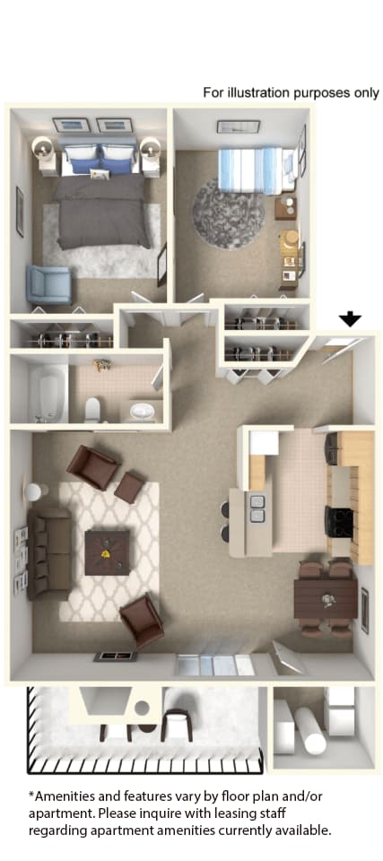 two bedroom one bath 960 square feet floor plan
