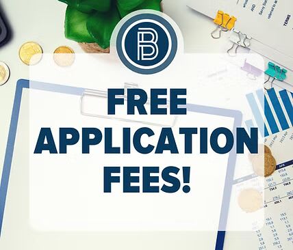 A promotional image advertising free application fees.