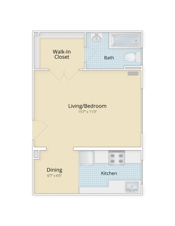 Apartment 209 at 4115 Wisconsin Avenue - Studio apartment with dining room area and large walkin closet at 4115 Wisconsin, Washington, DC