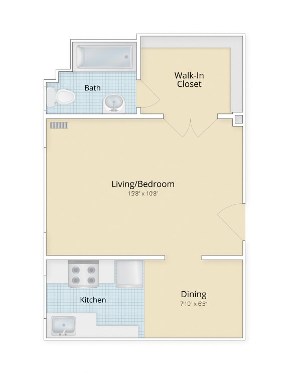 Apartment 212 at 4115 Wisconsin - Studio apartment with separate dining area and large walk in closet at 4115 Wisconsin, Washington, 20016