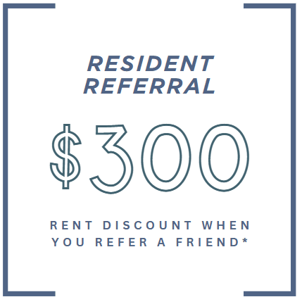 a 200 rent discount when you refer a friend logo