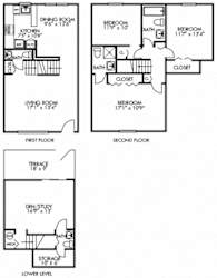 Covington. 3 bedroom townhome + den. Kitchen with bartop open to living/dinning rooms. 2 full bathrooms + 2 powder rooms. Patio/balcony.