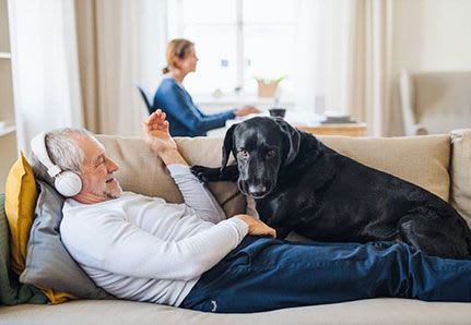 Senior with pet